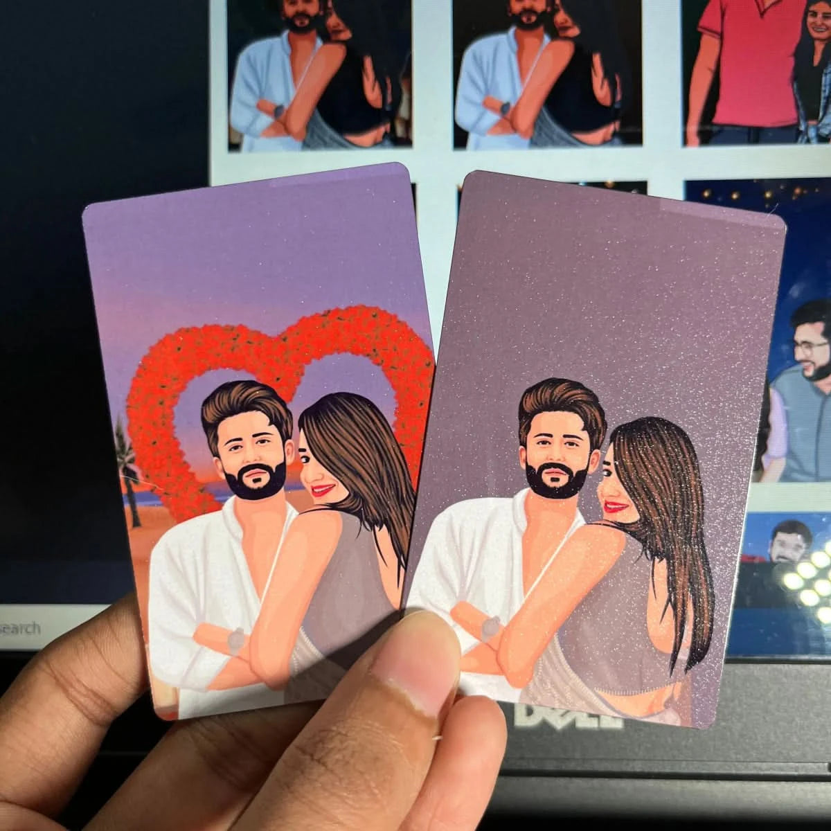 Hand - Drawn | Pair Of Hand - Drawn Wallet Card. - Giftsapp.in