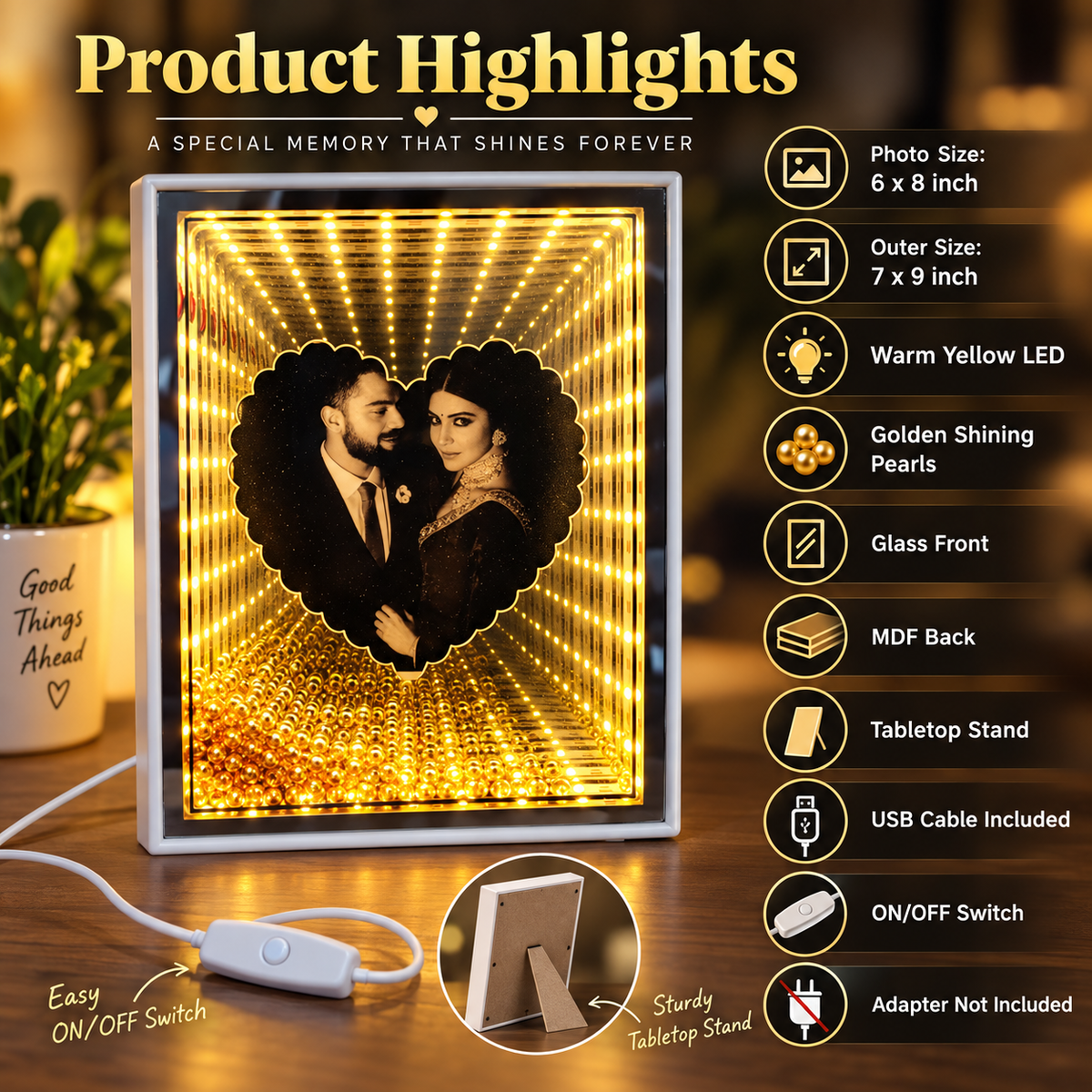 Personalized LED Infinity Mirror Photo Frame