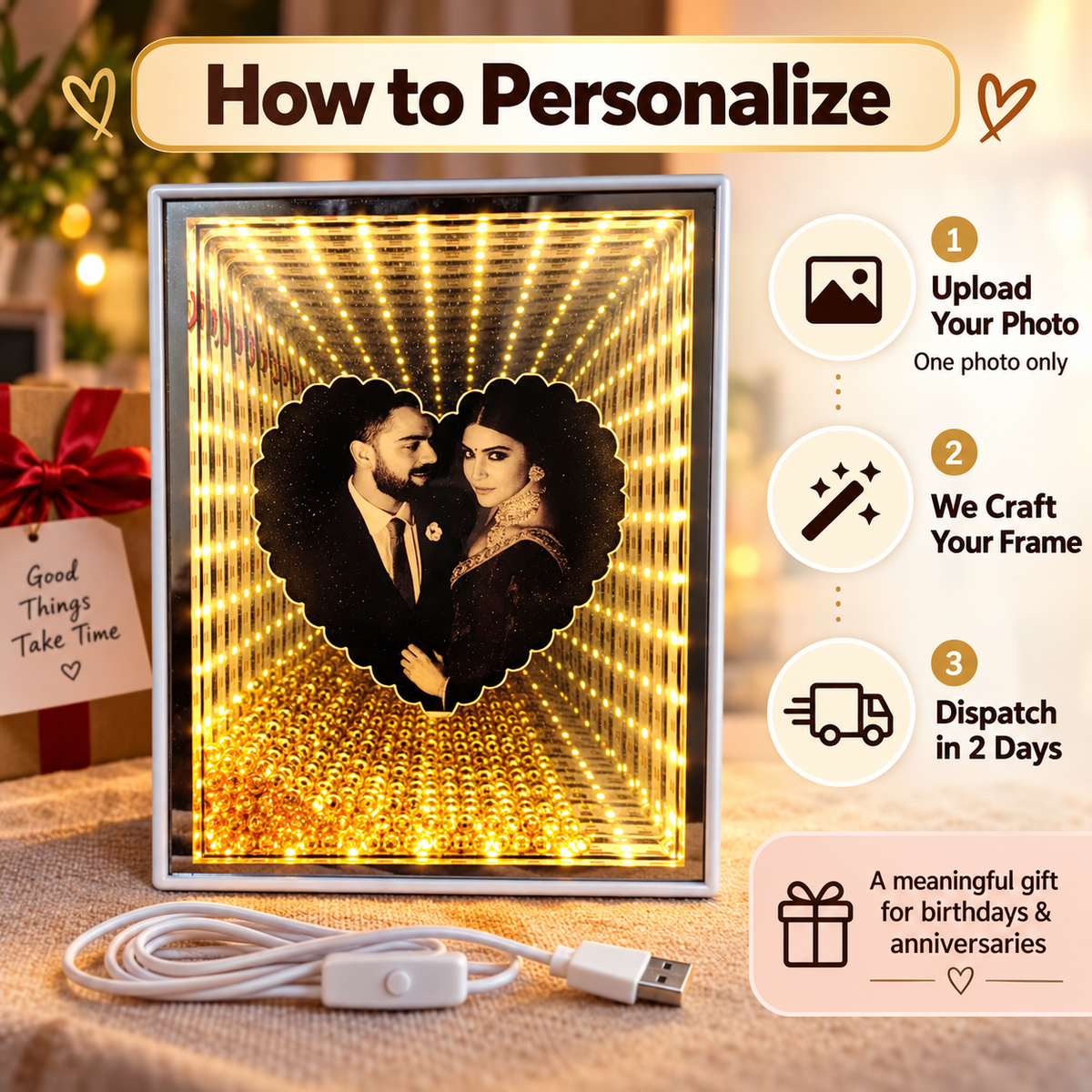 Personalized LED Infinity Mirror Photo Frame