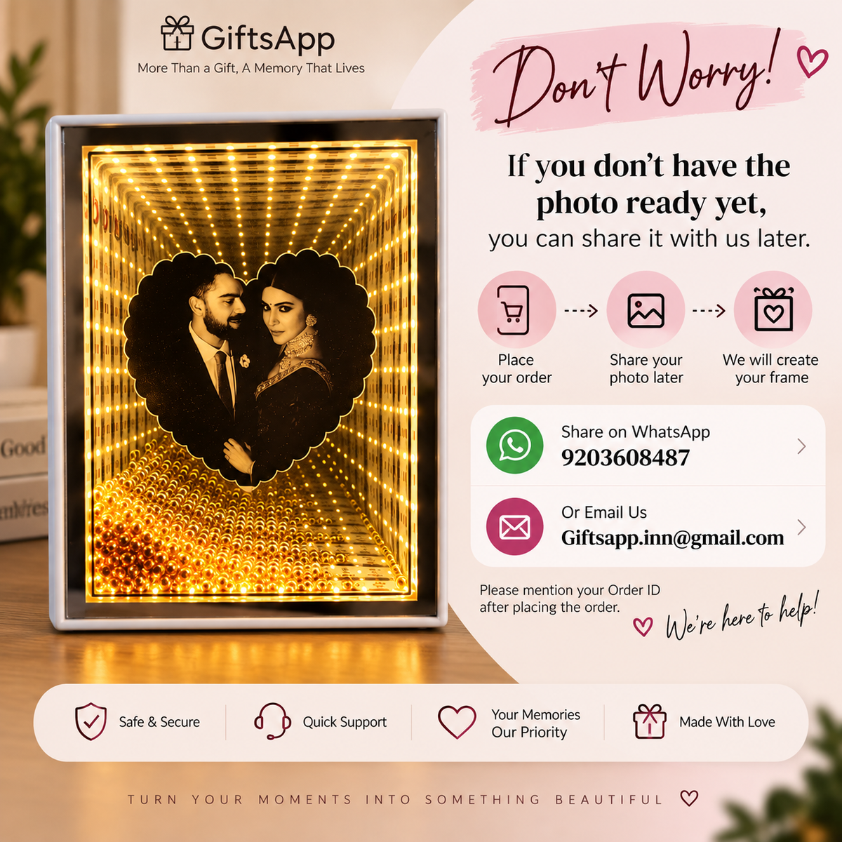 Personalized LED Infinity Mirror Photo Frame