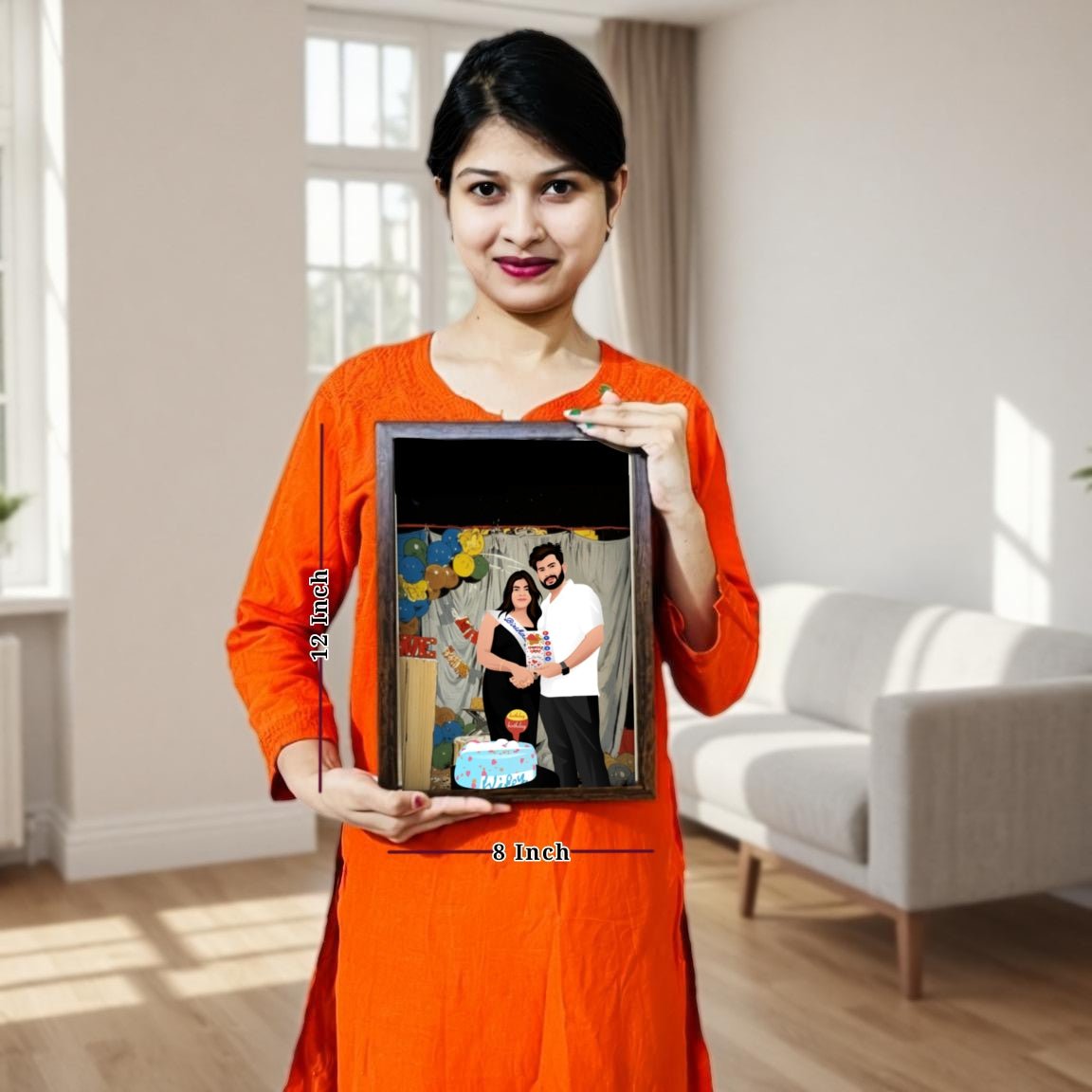 Hand - Drawn Couple Frame - Giftsapp.in
