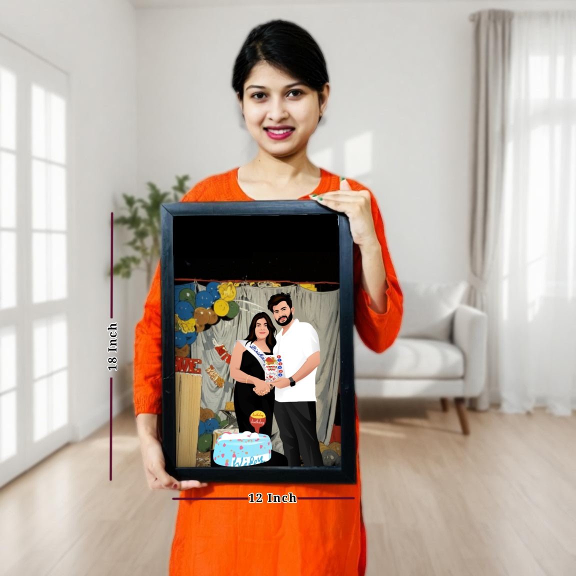 Hand - Drawn Couple Frame - Giftsapp.in